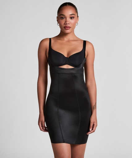 Robe sculptante en dentelle scuba - Noir