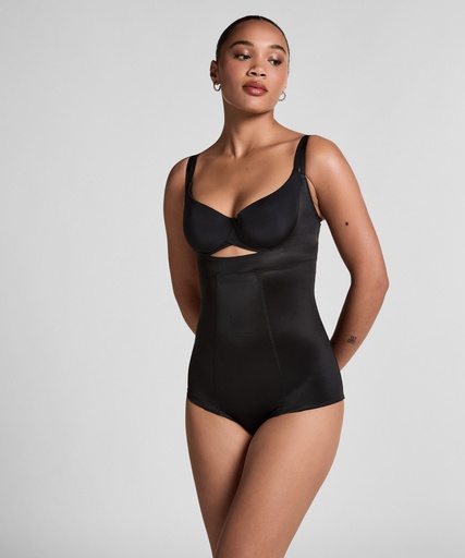 Body sculptant en dentelle scuba - Noir